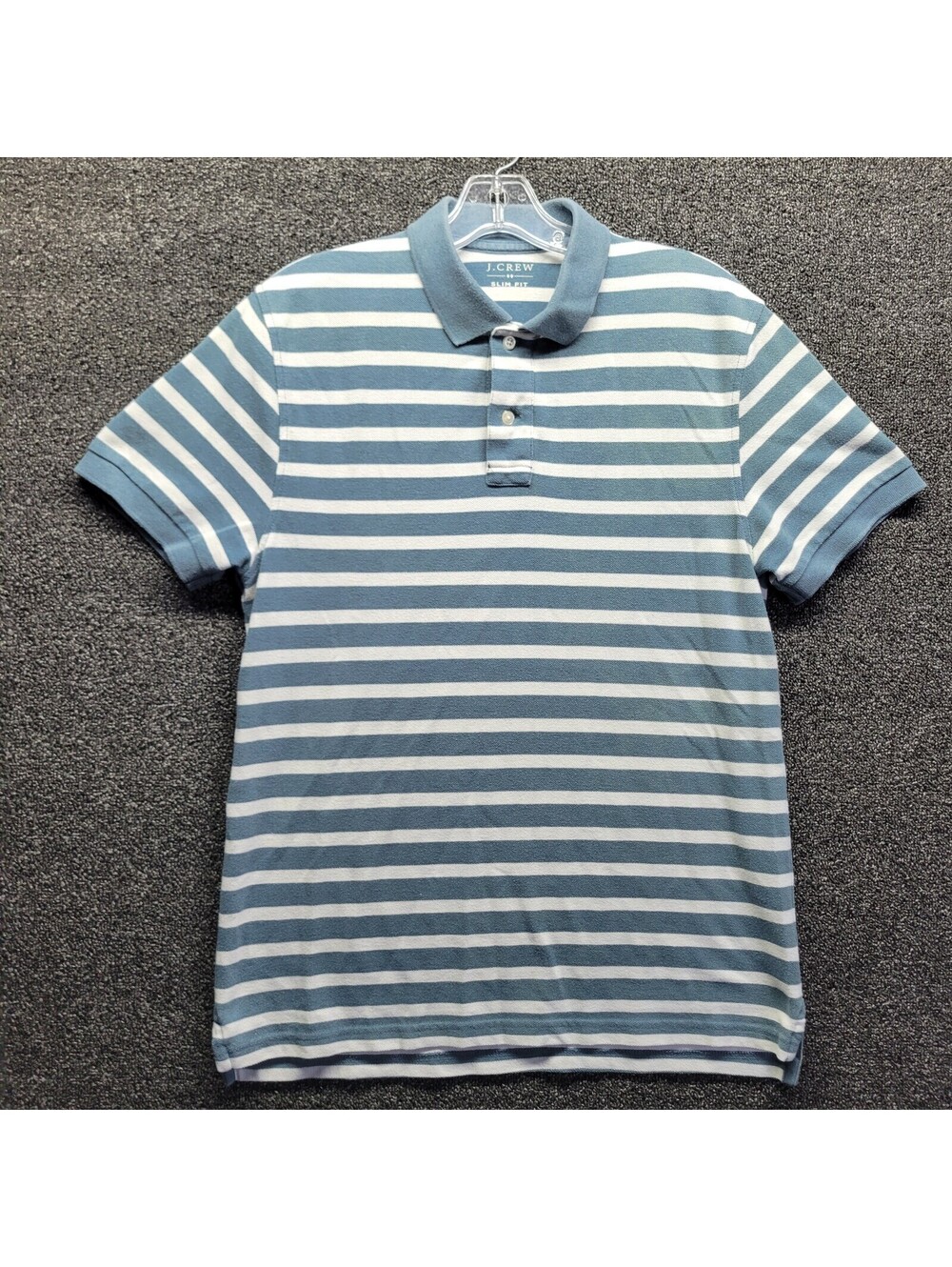 J Crew Men's Sz M Slim Fit Puple Stripe Polo Shirt